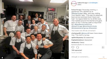 Un client a lăsat 260% din nota de plată, ca bacșiș la restaurant