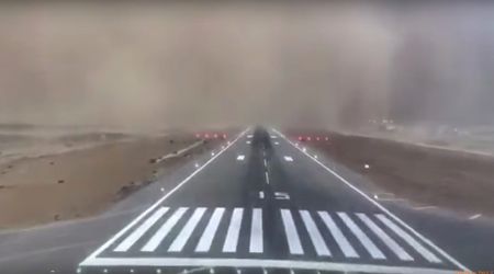 Video. Aterizare înspăimântătoare în mijlocul unei furtuni de nisip
