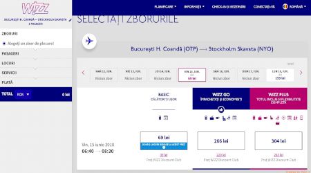 Promoție bilete de avion WizzAir. Prețuri de la 69lei către destinații europene