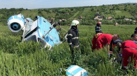 Elicopter prăbușit în Turda. Două persoane se aflau în aparatul de zbor