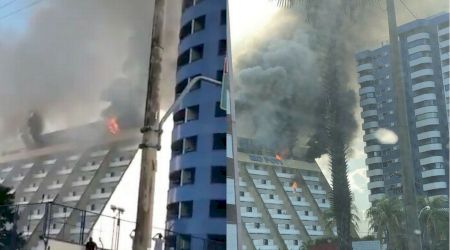 FOTO și VIDEO. Incendiu în hotel. Turiștii cuprinși de panică încearcă să se salveze