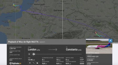 Cursa Wizz AIR W63776 de la Luton la Constața a aterizat de Urgență la Budapesta – FOTO